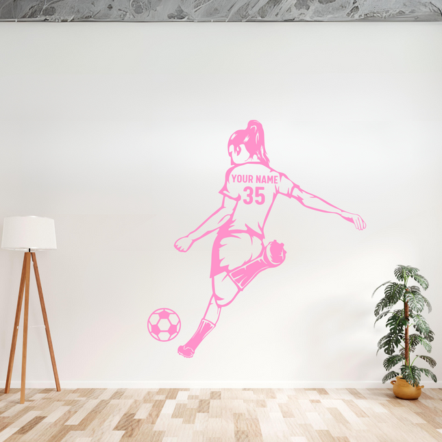 Girl Power Kick Pose – Personalized Soccer Wall Decal