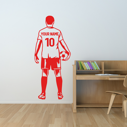 Back View Holding Ball – Personalized Soccer Wall Decal