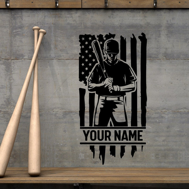 Home of the Brave Pose – Personalized Baseball Wall Decal