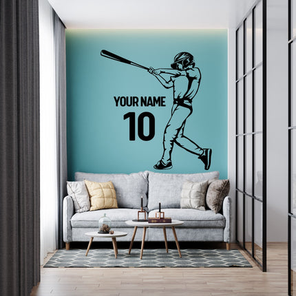Batter Swing Pose - Personalized Baseball Wall Decal