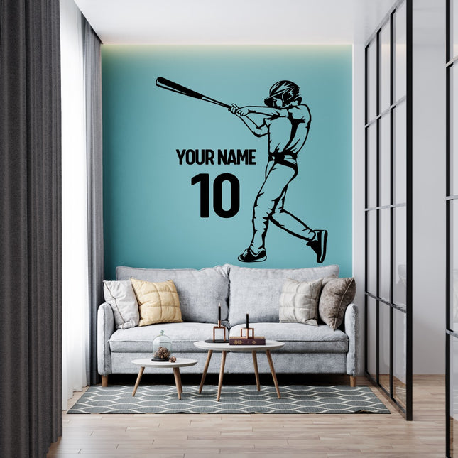 Batter Swing Pose - Personalized Baseball Wall Decal