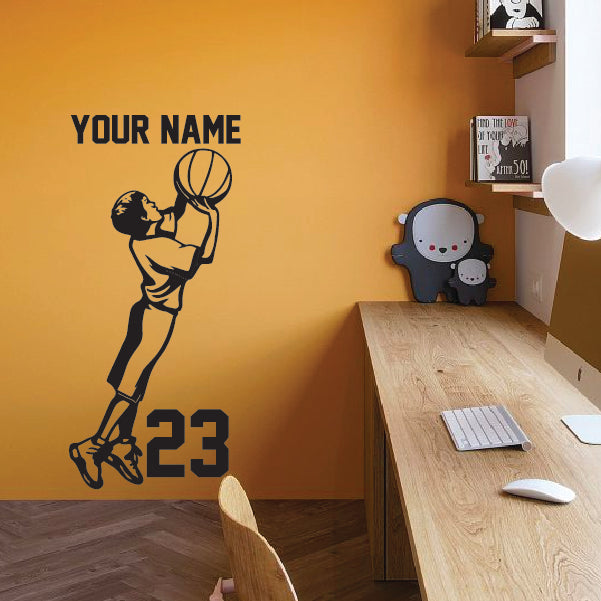 Custom Youth Basketball Wall Decal – Add Name & Number