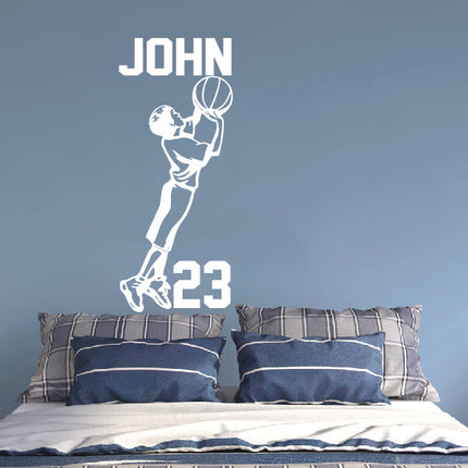 Custom Youth Basketball Wall Decal – Add Name & Number