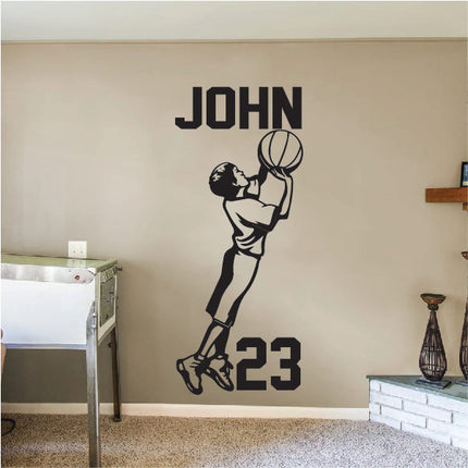 Custom Youth Basketball Wall Decal – Add Name & Number