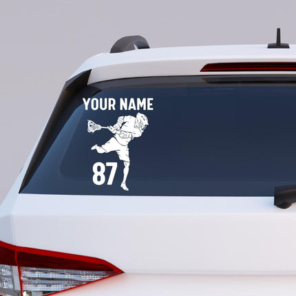 Custom Lacrosse Player Action Wall Decal – Add Name & Number
