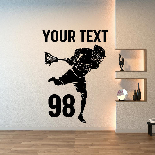 Custom Lacrosse Player Action Wall Decal – Add Name & Number