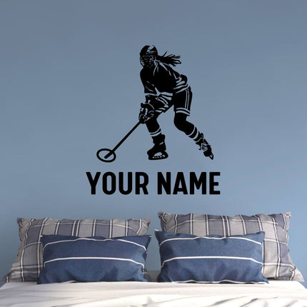 Ringette Girl in Motion – Personalized Wall Decal