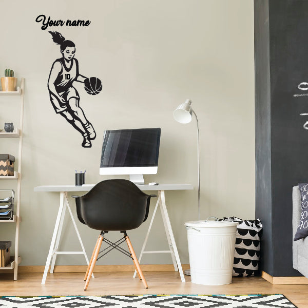 Girl Basketball Player - custom basketball wall decal