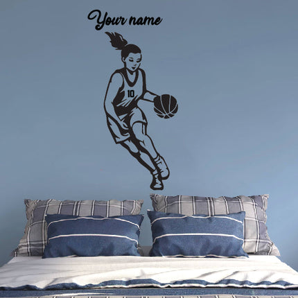 Girl Basketball Player - custom basketball wall decal
