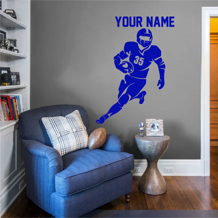 Football Speed Star Personalized Wall Sticker - name & number