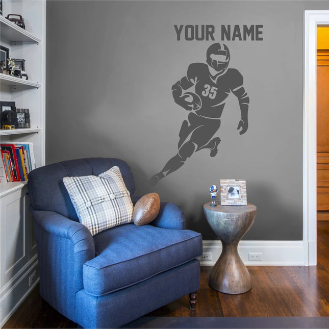 Football Speed Star Personalized Wall Sticker - name & number