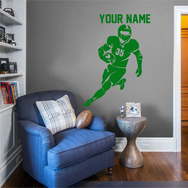 Football Speed Star Personalized Wall Sticker - name & number