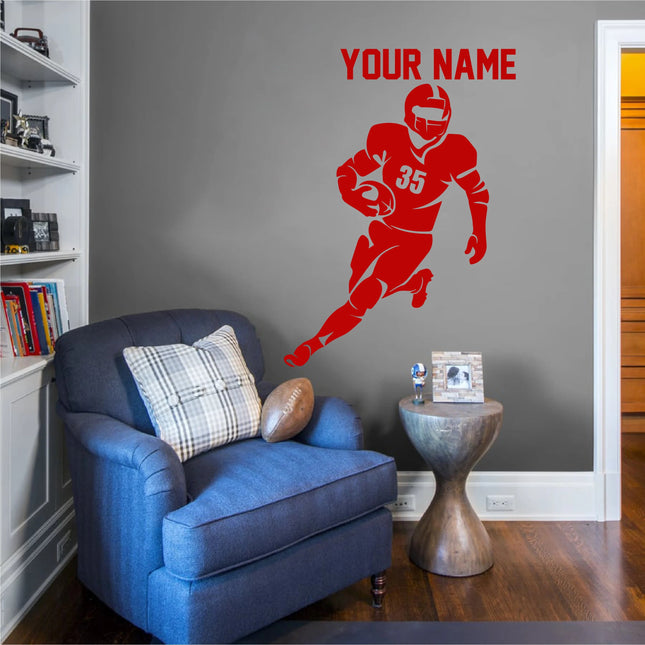 Football Speed Star Personalized Wall Sticker - name & number