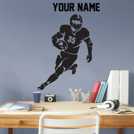 Football Speed Star Personalized Wall Sticker - name & number