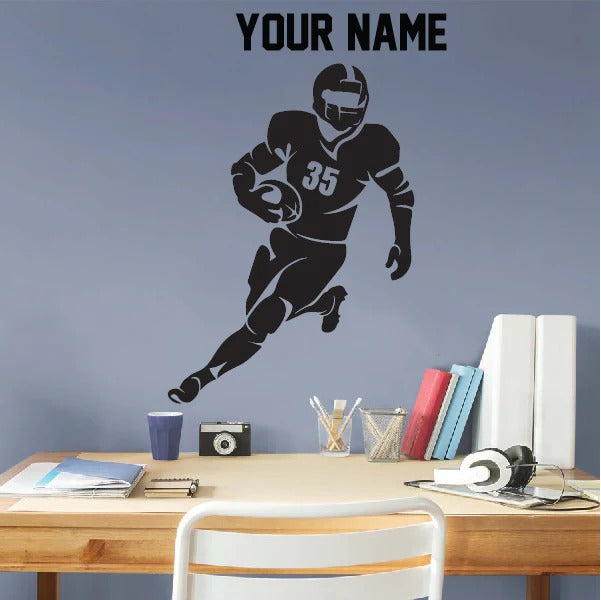 Football Speed Star Personalized Wall Sticker - name & number