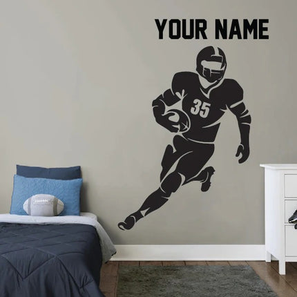 Football Speed Star Personalized Wall Sticker - name & number