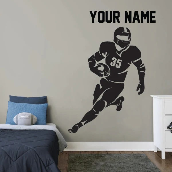 Football Speed Star Personalized Wall Sticker - name & number