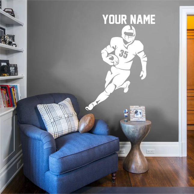 Football Speed Star Personalized Wall Sticker - name & number