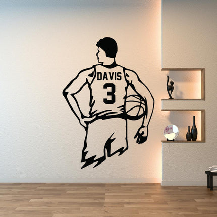 Custom Basketball Player Back View Wall Decal – Add Name & Number
