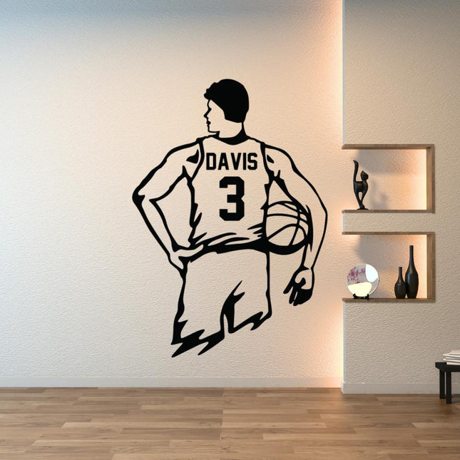Custom Basketball Player Back View Wall Decal – Add Name & Number