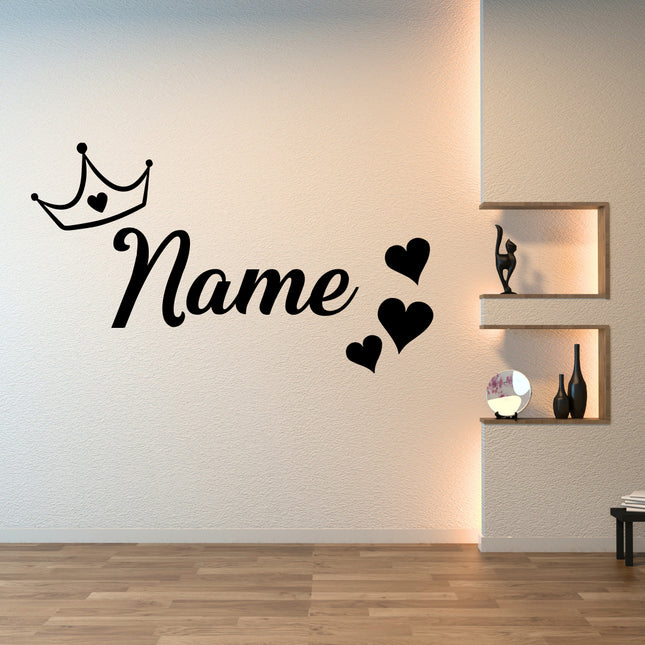 Crown-Heart Name - Personalized Baby Name Decal
