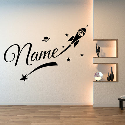 Rocket-Themed Name - Personalised Boy Name Wall Decal
