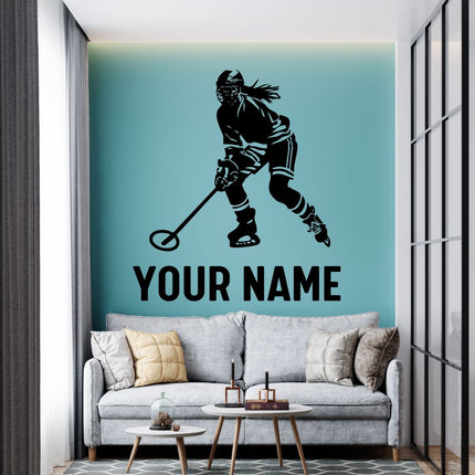 Ringette Girl in Motion – Personalized Wall Decal