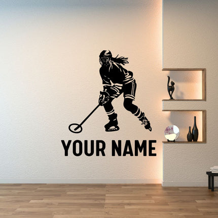 Ringette Girl in Motion – Personalized Wall Decal