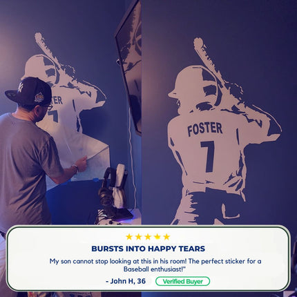 Back View Batter Pose - Personalized Baseball Wall Decal