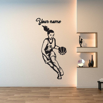 Girl Basketball Player - custom basketball wall decal
