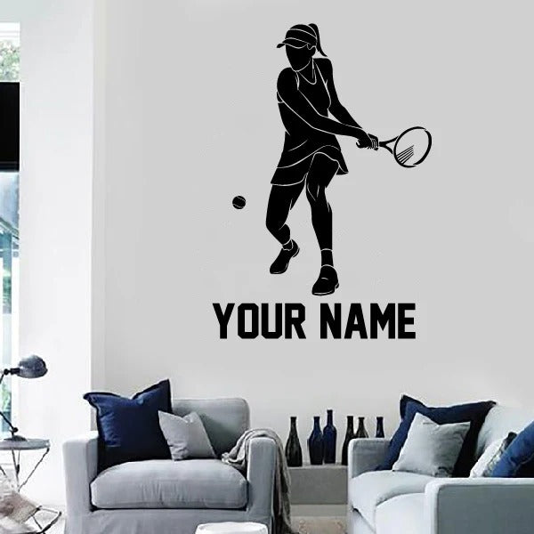 Girl Tennis Player Wall Decal – with Name