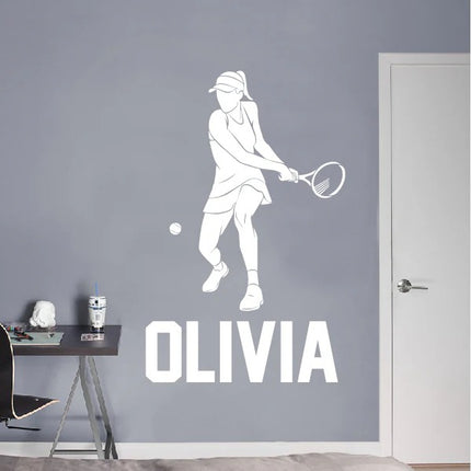 Girl Tennis Player Wall Decal – with Name