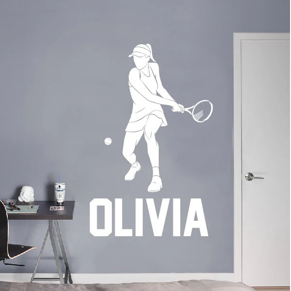 Girl Tennis Player Wall Decal – with Name