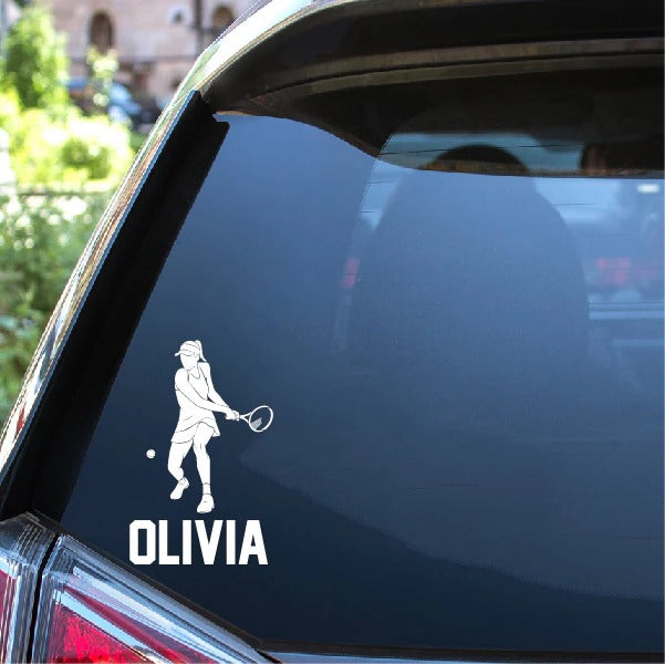 Girl Tennis Player Wall Decal – with Name