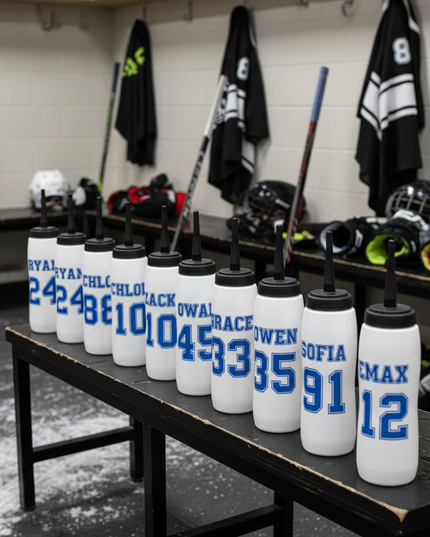 Personalized Hockey Water Bottle with player Name & Number
