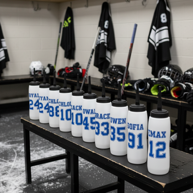 Personalized Hockey Water Bottle with player Name & Number