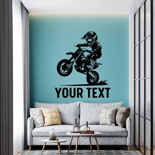 Kids Dirt Bike Wall Sticker — Custom Name