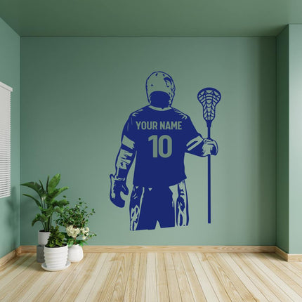 Personalized Lacrosse Wall Decal – Back View with Name & Number