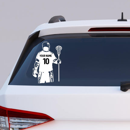 Personalized Lacrosse Wall Decal – Back View with Name & Number