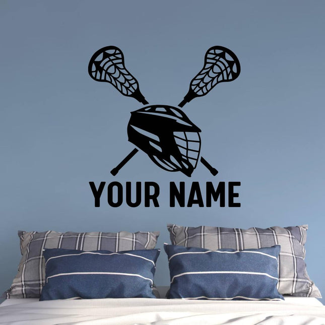 Lacrosse Wall Art – Helmet & Sticks with Custom Name