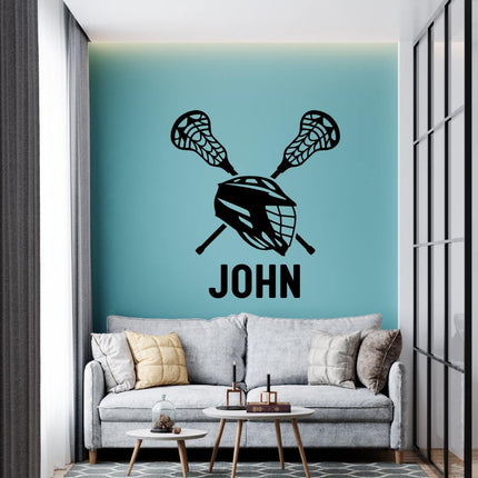 Lacrosse Wall Art – Helmet & Sticks with Custom Name