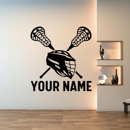 Lacrosse Wall Art – Helmet & Sticks with Custom Name