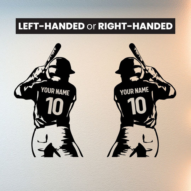 Back View Batter Pose - Personalized Baseball Wall Decal