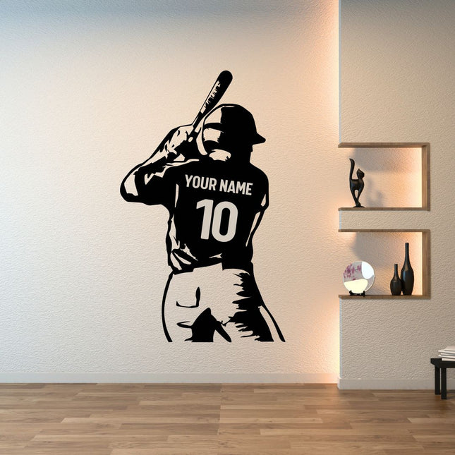 Back View Batter Pose - Personalized Baseball Wall Decal
