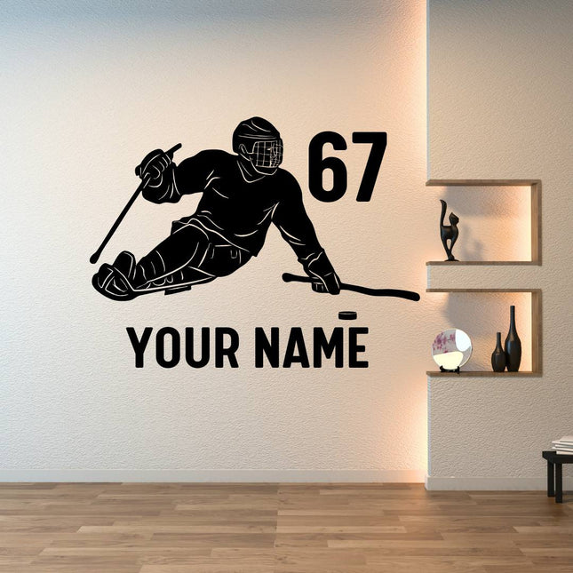 Sled Hockey Player – Custom Name & Number Decal