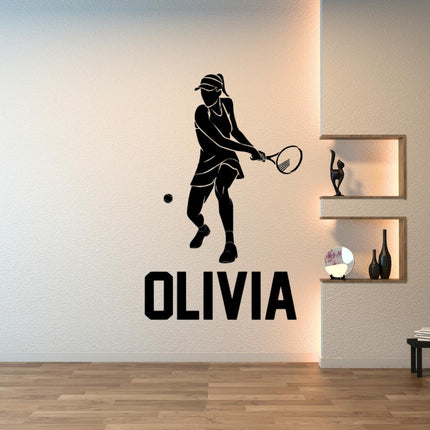 Girl Tennis Player Wall Decal – with Name