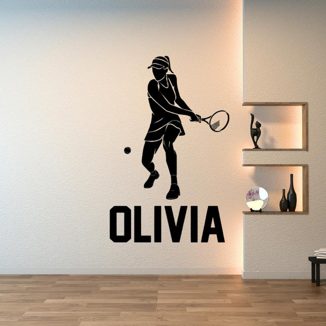 Girl Tennis Player Wall Decal – with Name